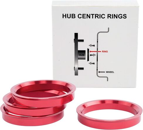 VLAOSCHI Red Alloy Aluminum Hub Centric Rings 56.1 to 64.1 - Performance Wheel Hubcentric Rings for 56.1mm Vehicle Hub with 64.1mm Center Bore Rims - Pack of 4 in Kuwait