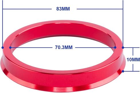 VLAOSCHI Red Alloy Aluminum Hub Centric Rings 56.1 to 64.1 - Performance Wheel Hubcentric Rings for 56.1mm Vehicle Hub with 64.1mm Center Bore Rims - Pack of 4 in Kuwait
