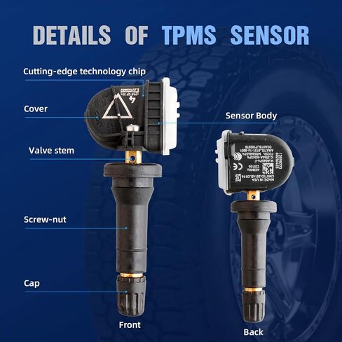 4Pcs TPMS Tire Pressure Monitoring System Sensor 315 MHz OBD/Manual Re-learn Adaptation Clamp-in Compatible with Cadillac STS XLR Replaces 25758220 25981210 10354988 10306573 974-012 in Kuwait