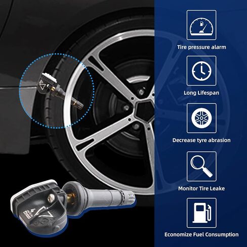 4Pcs TPMS Tire Pressure Monitoring System Sensor 315 MHz OBD/Manual Re-learn Adaptation Clamp-in Compatible with Cadillac STS XLR Replaces 25758220 25981210 10354988 10306573 974-012 in Kuwait