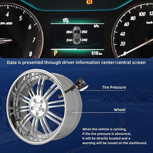 4Pcs TPMS Tire Pressure Monitoring System Sensor 315 MHz OBD/Manual Re-learn Adaptation Clamp-in Compatible with Cadillac STS XLR Replaces 25758220 25981210 10354988 10306573 974-012 in Kuwait
