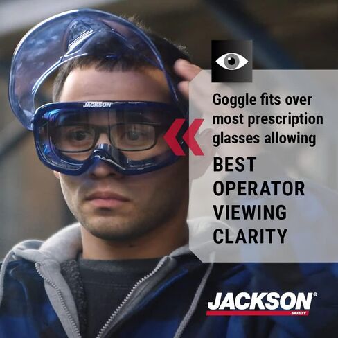 نظارة Jackson Safety GPL500 Premium مع درع وجه قابل للفصل - طلاء مضاد للضباب - عدسة شفافة - أزرق - 21000 in Saudi Arabia