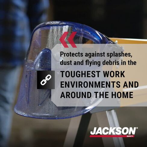 نظارة Jackson Safety GPL500 Premium مع درع وجه قابل للفصل - طلاء مضاد للضباب - عدسة شفافة - أزرق - 21000 in Saudi Arabia