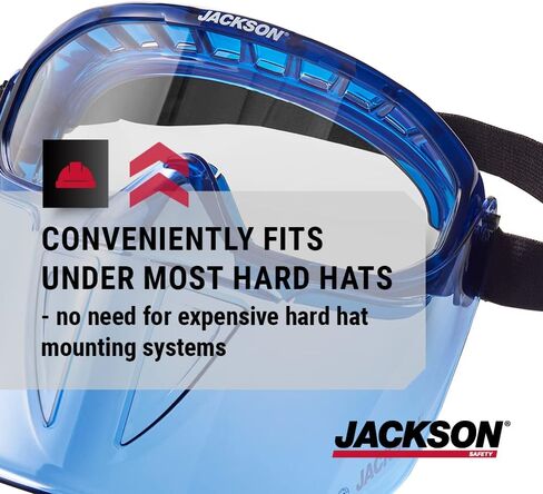 نظارة Jackson Safety GPL500 Premium مع درع وجه قابل للفصل - طلاء مضاد للضباب - عدسة شفافة - أزرق - 21000 in Saudi Arabia