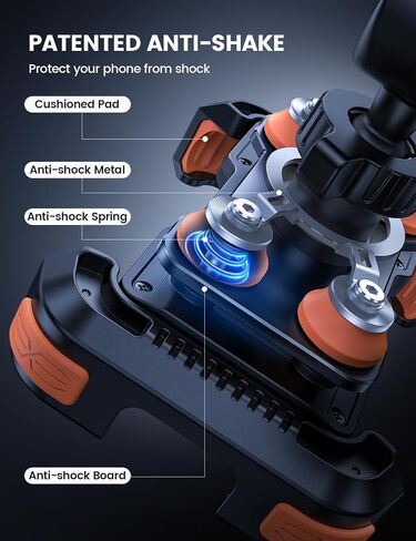 Lamicall Motorcycle Phone Mount Holder with Dual Vibration Dampener | Upgrade Handlebar Clip, Motorcycle Cell Phone Holder, Bike Phone Mount, for iPhone Pro Max, 4.7-6.7" Phones, Black in Kuwait