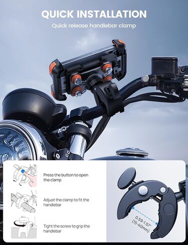 Lamicall Motorcycle Phone Mount Holder with Dual Vibration Dampener | Upgrade Handlebar Clip, Motorcycle Cell Phone Holder, Bike Phone Mount, for iPhone Pro Max, 4.7-6.7" Phones, Black in Kuwait