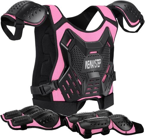 WEWAYSTEP Kids Dirt Bike Gear - حامي الصدر موتوكروس جير دراجة نارية درع سترة واقية مع منصات الركبة وسادة الكوع ركوب الخيل بدلة حماية كامل الجسم in Kuwait