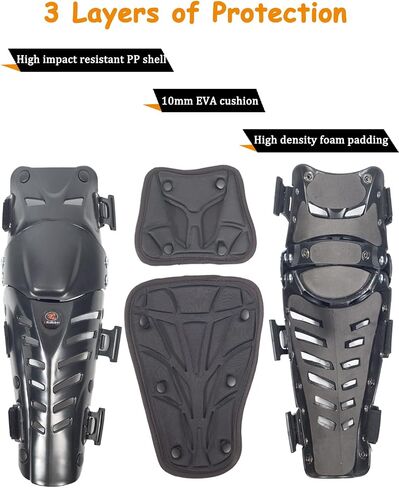 RIDBIKER منصات الركبة المتحركة شين الحرس 3 أقسام قابل للتعديل تنفس منصات الركبة حامي درع للدراجات النارية ركوب الدراجات سباق كم طويل الساق والعتاد Crashproof 1 زوج (العادية، الأحمر) in Kuwait