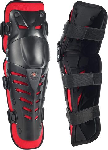 RIDBIKER منصات الركبة المتحركة شين الحرس 3 أقسام قابل للتعديل تنفس منصات الركبة حامي درع للدراجات النارية ركوب الدراجات سباق كم طويل الساق والعتاد Crashproof 1 زوج (العادية، الأحمر) in Kuwait