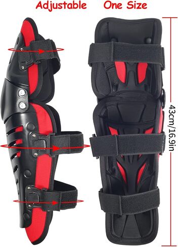 RIDBIKER منصات الركبة المتحركة شين الحرس 3 أقسام قابل للتعديل تنفس منصات الركبة حامي درع للدراجات النارية ركوب الدراجات سباق كم طويل الساق والعتاد Crashproof 1 زوج (العادية، الأحمر) in Kuwait