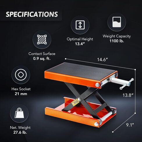 Orion Motor Tech Motorcycle Lift Scissor Jack Center Stand, 4-13 Inch Height Range Motorcycle Jack and Bike Stand, 1100lb Capacity Bike Repair Stand for Motorcycle Maintenance up to 1/2 Ton in Kuwait