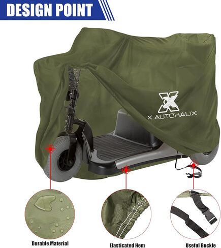 X AUTOHAUX 55"x26"x36" Motorbike Mobility Scooter Cover Waterproof Rain Protection 190T Polyester Green in Saudi Arabia