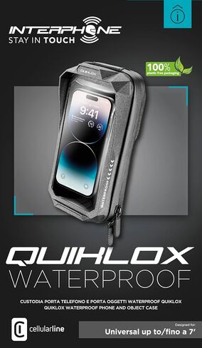 هاتف داخلي، نظام QUIKLOX، حافظة هاتف محمول iPhone 14 للدراجات النارية والدراجة والسيارة، حافظة صلبة عالمية مقاومة للماء للهواتف الذكية مع حماية على الشاشة والزوايا، مع أشرطة مضادة للانزلاق in Saudi Arabia