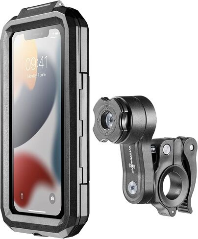 هاتف داخلي، نظام QUIKLOX، حافظة هاتف محمول iPhone 14 للدراجات النارية والدراجة والسيارة، حافظة صلبة عالمية مقاومة للماء للهواتف الذكية مع حماية على الشاشة والزوايا، مع أشرطة مضادة للانزلاق in Saudi Arabia