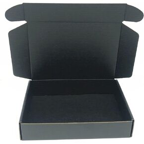 Black Cardboard Shipping Box Mailers 8 x 5.5 x 1.6 Inch Corrugated Packaging Storage Boxes 25 Pack (Inside Size: 7.4 x 5.3 x 1.4)