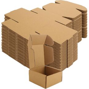 100 Pack 4x4x2 Inch Shipping Boxes, Small Corrugated Cardboard Box Brown Mailer Boxes Gift Boxes for Business Shipping Mailing Packaging Literature Mailer