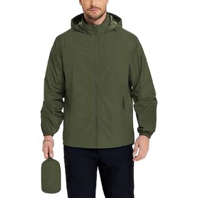 COOFANDY Mens Rain Jacket Waterproof Lightweight Raincoat Packable Rain Shell Jacket With Hood for Golf Hiking Running