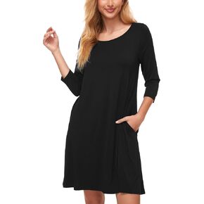 GYS Bamboo Viscose Sleepwear for Women Soft 3/4 Sleeve Nightgowns with Pockets