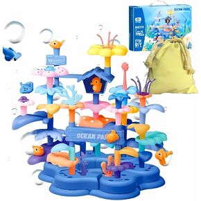 Ocean Underwater World Coral Toy Ocean Blocks Coral Garden Building STEM Ocean Reef Toy Kids Birthday Gift Stacking Reef for Toddler Boys and Girls Ages 3 4 5 6(61PCS)