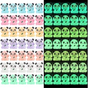 CCINEE 35pcs Luminous Mini Panda Miniauter Figures Glow in The Dark Resin Animals Figures Micro Fairy Ornaments Tiny Animal Miniature for Bag Cake Topper Birthday Party Favors