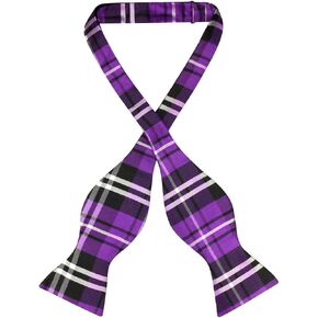 Vesuvio Napoli SELF TIE BowTie Black Purple White Color PLAID Men's Bow Tie