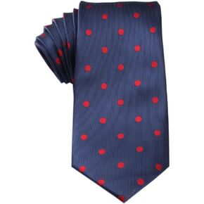 OTAA Navy Blue Tie with Red Polka Dots Casual Ties for Men - Perfect Neck Tie for Groomsmen Wedding Ties or Formal Occasions - Ideal Gifts for Him