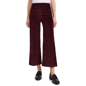 FRAME Women's Cropped Velvet Wide Leg Trousers