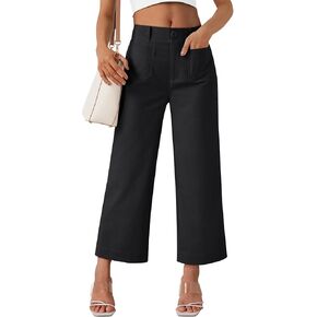 LILLUSORY Womens Linen Pants Wide Leg Cropped Pants
