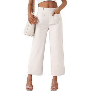 LILLUSORY Womens Linen Pants Wide Leg Cropped Pants