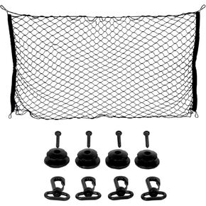 39.4x23.6'' Car Rear Cargo Net, DEDC Car Trunk Cargo Net Universal Car Interior Accessories Stretchable Elastic Trunk Mesh Cargo Storage Organizer Net with Hooks for Car, Vehicle, SUV