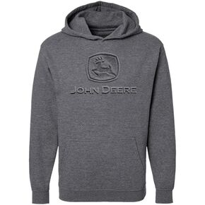John Deere Embossed Current Logo Mens Hooded Sweatshirt Pullover Hoodie