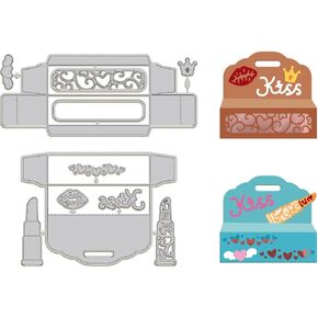 GLOBLELAND Lipstick Gift Box Cutting Dies Metal Cutting Die Cut Lipstick Box Gift Box for DIY Scrapbooking Photo Album Decorative Embossing Paper Card 5.3x3.1x0.03inch