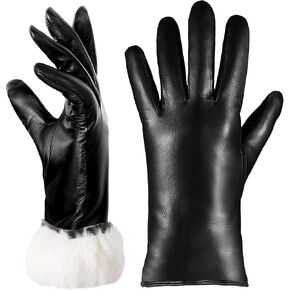VIKIDEER Super Super Warm Fur Lined Leather Gloves Women Touchscreen Texting Driving Gloves