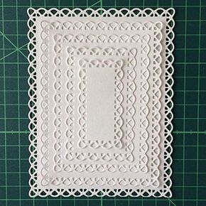 5 Pcs/Set Nested Stitched Scallop Rectangle Frame Cutting Dies,DIY Artist Metal Cutting Dies Stencils Metal Cutting Dies Scrapbooking Crafting Paper Card Make Emboss Stencil Templat 10.7X13.10 cm