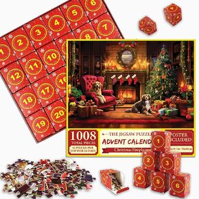 Jigsaw Puzzle Advent Calendar 2024, Jigsaw Puzzles for Adults 1008 Piece, 24 Days Christmas Countdown Calendars Puzzles Game, Large 1008 pcs Artwork Gifts for Teens Adults Families - 27.6" x 19.7"