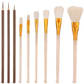 9 Pack Pottery Glaze Brushes Ceramic Brush Set, Glaze Brushes for Pottery, Watercolor Paintbrush for Acrylic Painting, Blending Mop Brushes for Oil Pottery Art Painting