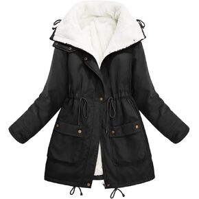 Women Soft Fleece Lined Coat Winter Warm Sherpa Jacket Casual Full Zip Lapel Parka Thicken Fuzzy Puffer Outwear