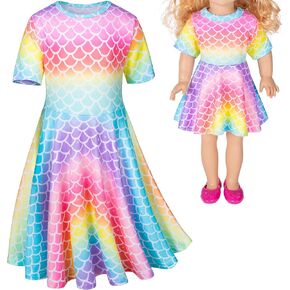 Doll and Girl Matching Nightdress Mermaid Dress Nightgowns Costume for Girl and 18" American Girl Doll Clothes in Kuwait
