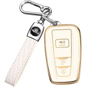 for Toyota 4Runner Key Fob Cover with Keychain Compatible with 2016-2024 RAV4 Camry Prius Prado Highlander Avalon