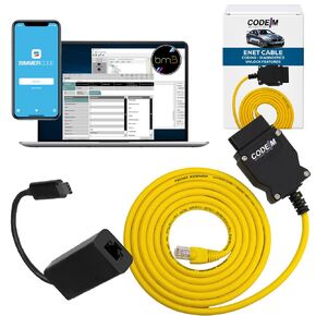 Code M - (ENET Cable BMW + USB-C Adapter) OEM OBD2 for BMW F G i Series Coding | E SYS ISTA+ ICOM Bootmod3 Bimmercode Compatible | Heavy Duty Cable | for CarPlay Activation