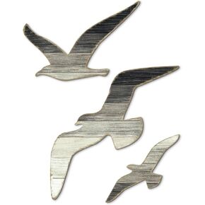 Putuo Decor 3pcs Wood Nautical Decor Seagull Wall Decor Nautical Coastal Theme Wall Art Adhesive Seagull Wall Sculpture Sea Birds Lake House Ocean Decor Vintage Ornaments For Home Bathroom