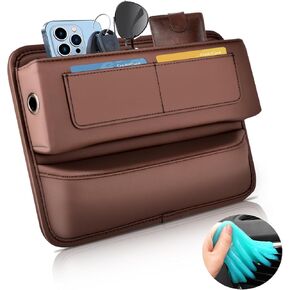 Car Seat Gap Filler Organizer With Cleaner Gel, Adjustable Leather Car Organizer Front Seat With 2 USB Cable Hole, Universal Car Seat Gap Filler, Car Seat Storage Box For Phone,Keys,Glasses