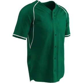 Champro Boys' Cycle 2 Faux Button Baseball/Softball Jersey, Forest Green, White, Youth Medium
