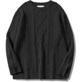 Womens Oversized Sweaters Crewneck Long Sleeve Casual Loose Pullover Sweater Cable Knit Vintage Tops