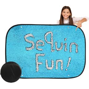 Reversible Sequin Sensory Wall | Fun Sensory Wall Sequin Flip Fabric for Kids,Sensory Room Activity Autism Therapeutic Use,Sequin Fabric Wall with Storage Bag and Shape Stencils, Size 39 x 27 In