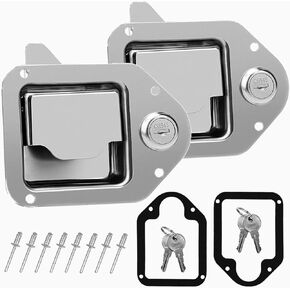 2 Pack Truck Tool Box Latch Replacement Stainless Steel Toolbox Paddle Lock Replacement Handle with Keys for Truck, RV, Trailer, UTV, ATV Box (Sliver)