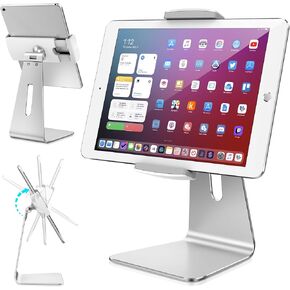 AboveTEK Elegant Tablet Stand, Aluminum iPad Stand Holder, Desktop Kiosk POS Stand for 7-13 inch iPad Pro Air Mini Galaxy Tab Nexus, Tablet Mount for Store Showcase Office Reception Kitchen Countertop