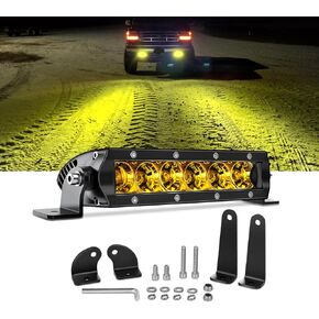 Led Light Bar, Samlight Super Slim 2 PCS 7 Inch 30W Spot Yellow Driving Fog Single Row Light Bar 3600LM Off Road Led Lights with 2 Types of Mounting Brackets for Jeep Truck SUV UTV