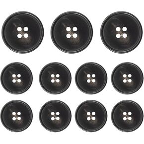 11 Pieces Real Horn Buttons for Blazer and Suit, 20mm 15mm Natural Genuine Buffalo Buttons for Men Women's Sport Jacket Coat Uniforms Sweaters (Black)