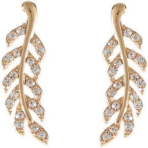 Leaf Feather Earrings Rhinestone Leaf Ear Crawler Earrings Elegant Leaf Shape Stud Earrings Women Dainty Earrings Gift